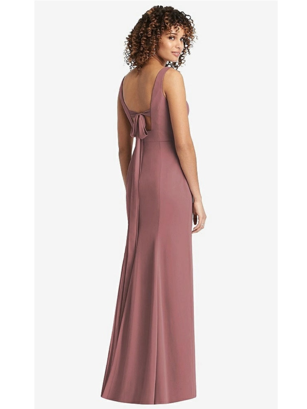 Social Bridesmaids: SLEEVELESS TIE BACK CHIFFON TRUMPET GOWN IN ROSEWOOD